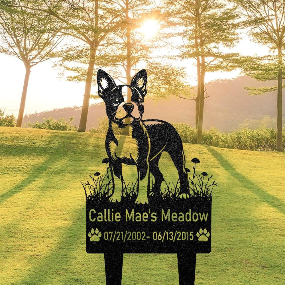 Metal Boston Terrier Sign Custom Dog Memorial Gift Pet Memorial Keepsake Dog Grave Marker Metal Garden Stake Dog Bereavement Gift