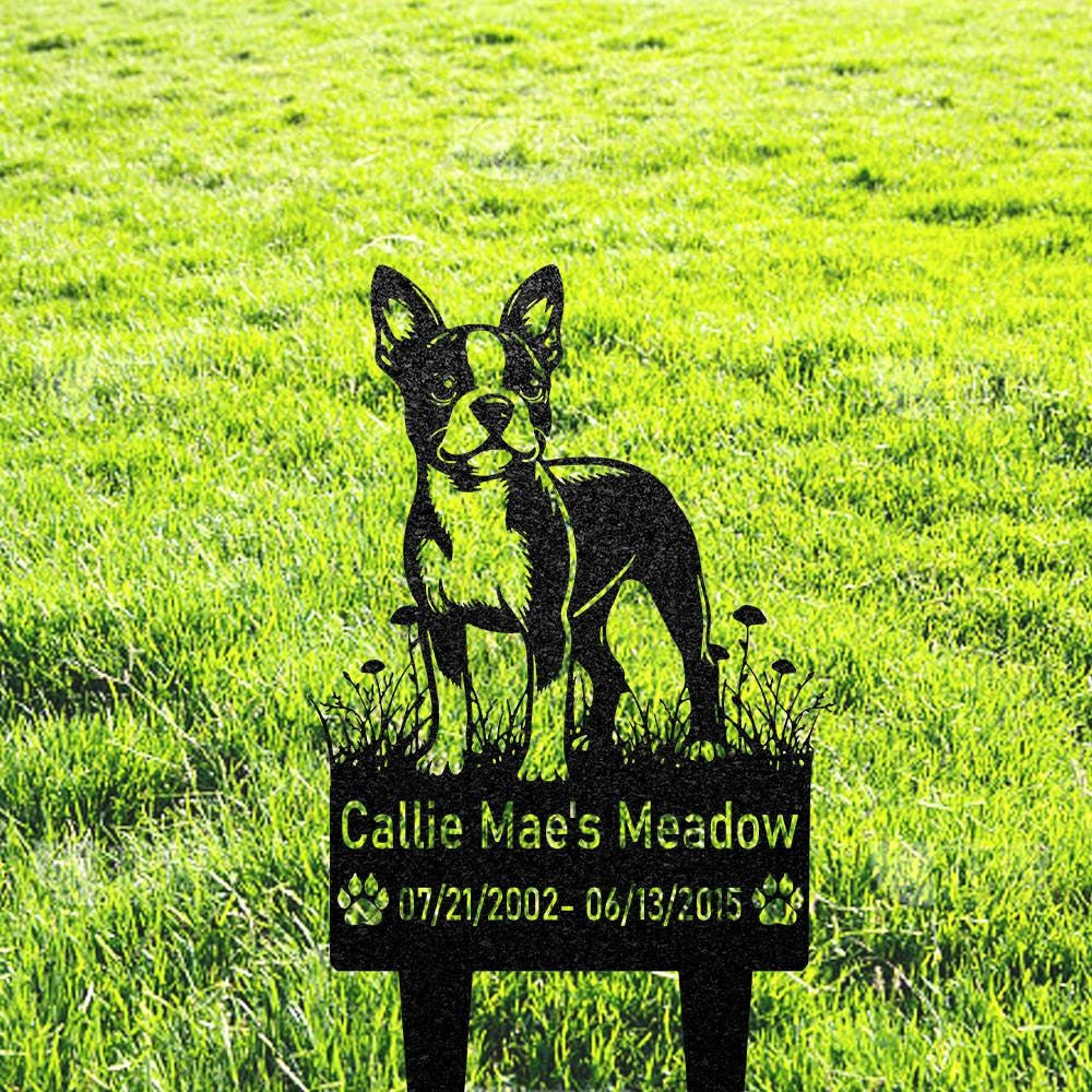 Metal Boston Terrier Sign Custom Dog Memorial Gift Pet Memorial Keepsake Dog Grave Marker Metal Garden Stake Dog Bereavement Gift