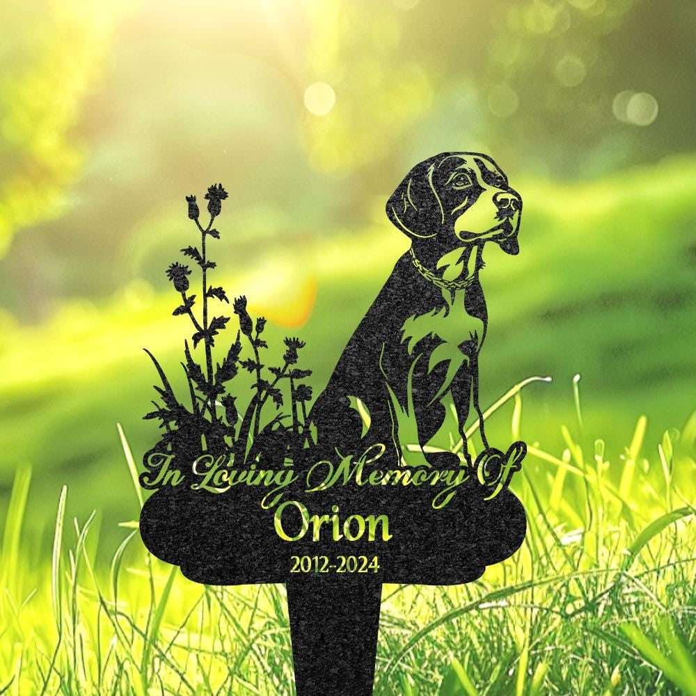 Personalized Beagle Dog Grave Marker Custom Dog Memorial Metal Garden Sign Pet Tombstone Outdoor Flowerbed Decor Pet Cemetery Marker