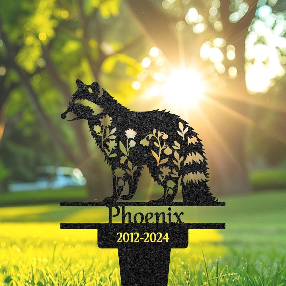 Personalized Raccoon Grave Marker Custom Pet Memorial Metal Garden Sign Pet Tombstone Outdoor Flowerbed Decor Pet Cemetery Marker