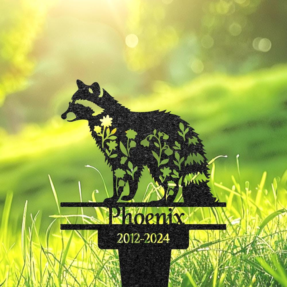 Personalized Raccoon Grave Marker Custom Pet Memorial Metal Garden Sign Pet Tombstone Outdoor Flowerbed Decor Pet Cemetery Marker