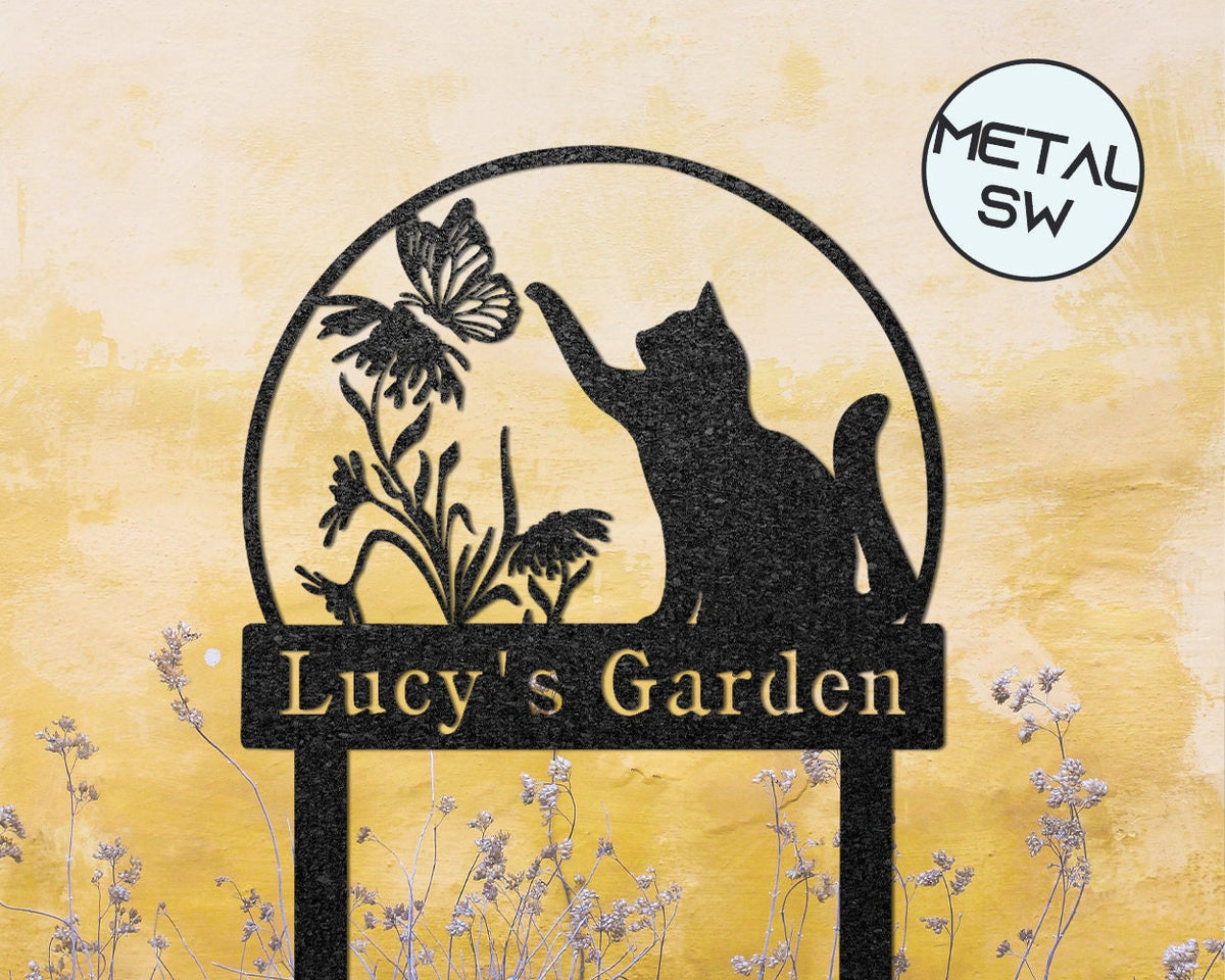 Metal Lawn Ornament For Cat Keeper Cat Address Sign For Yardhouse Address Plaque Custom Cat Memorial Plaque With Stake Cat Memorial Stakes