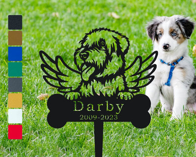 Custom Pet Tombstone Tibetan Terrier Dog Metal Stake Personalized Dog Memorial Stake Pet Grave Marker Memorial Plaque Remembrance Stakes