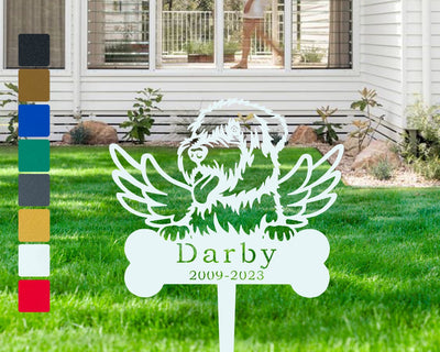 Custom Pet Tombstone Tibetan Terrier Dog Metal Stake Personalized Dog Memorial Stake Pet Grave Marker Memorial Plaque Remembrance Stakes