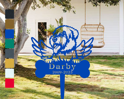 Custom Pet Tombstone Tibetan Terrier Dog Metal Stake Personalized Dog Memorial Stake Pet Grave Marker Memorial Plaque Remembrance Stakes