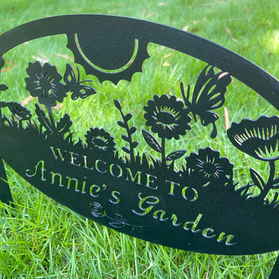 Custom Cat Metal Garden Sign 2 Cats Garden Stakes In The Garden