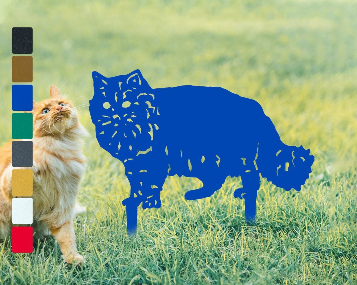 British Longhair Cat Metal Stakes Garden Decor Persian Cat Lover Gift Special Lawn Decor Personalized Fluffy Cat Memorial Stakes