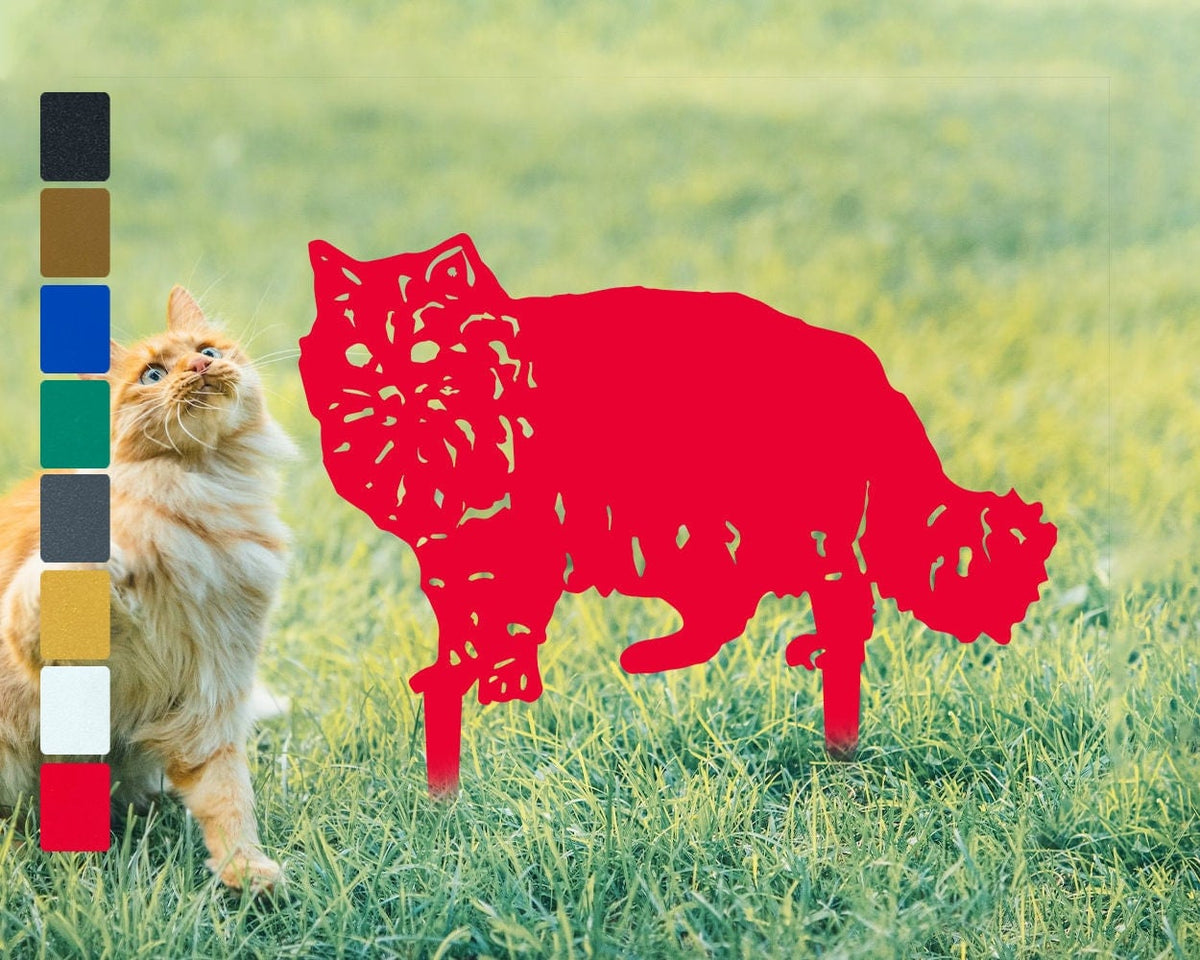 British Longhair Cat Metal Stakes Garden Decor Persian Cat Lover Gift Special Lawn Decor Personalized Fluffy Cat Memorial Stakes