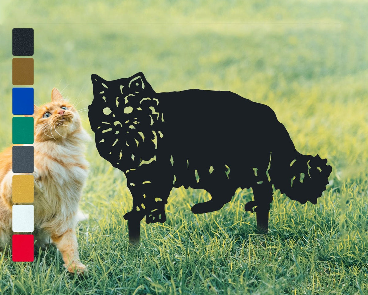 British Longhair Cat Metal Stakes Garden Decor Persian Cat Lover Gift Special Lawn Decor Personalized Fluffy Cat Memorial Stakes