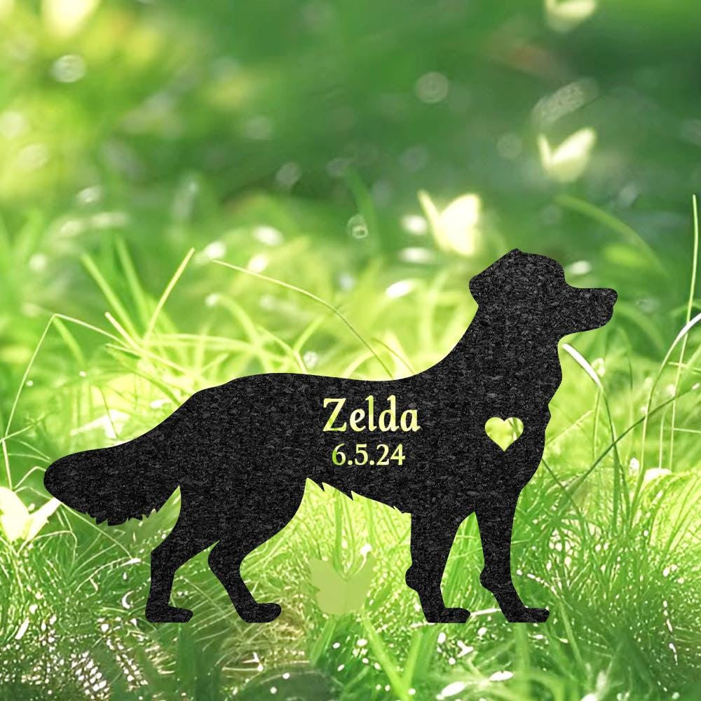 Custom Nova Scotia Duck Tolling Retriever Memorial Sculpture Toller Silhouette Lawn Ornament Personalized Dog Grave Marker Garden Decor