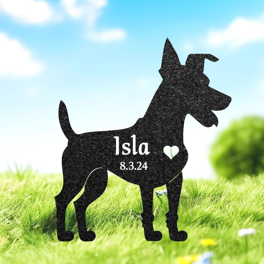 Custom Mini Fox Terrier Dog Memorial Sculpture Fox Terrier Silhouette Lawn Ornament Personalized Dog Grave Marker Garden Decor Pet Loss