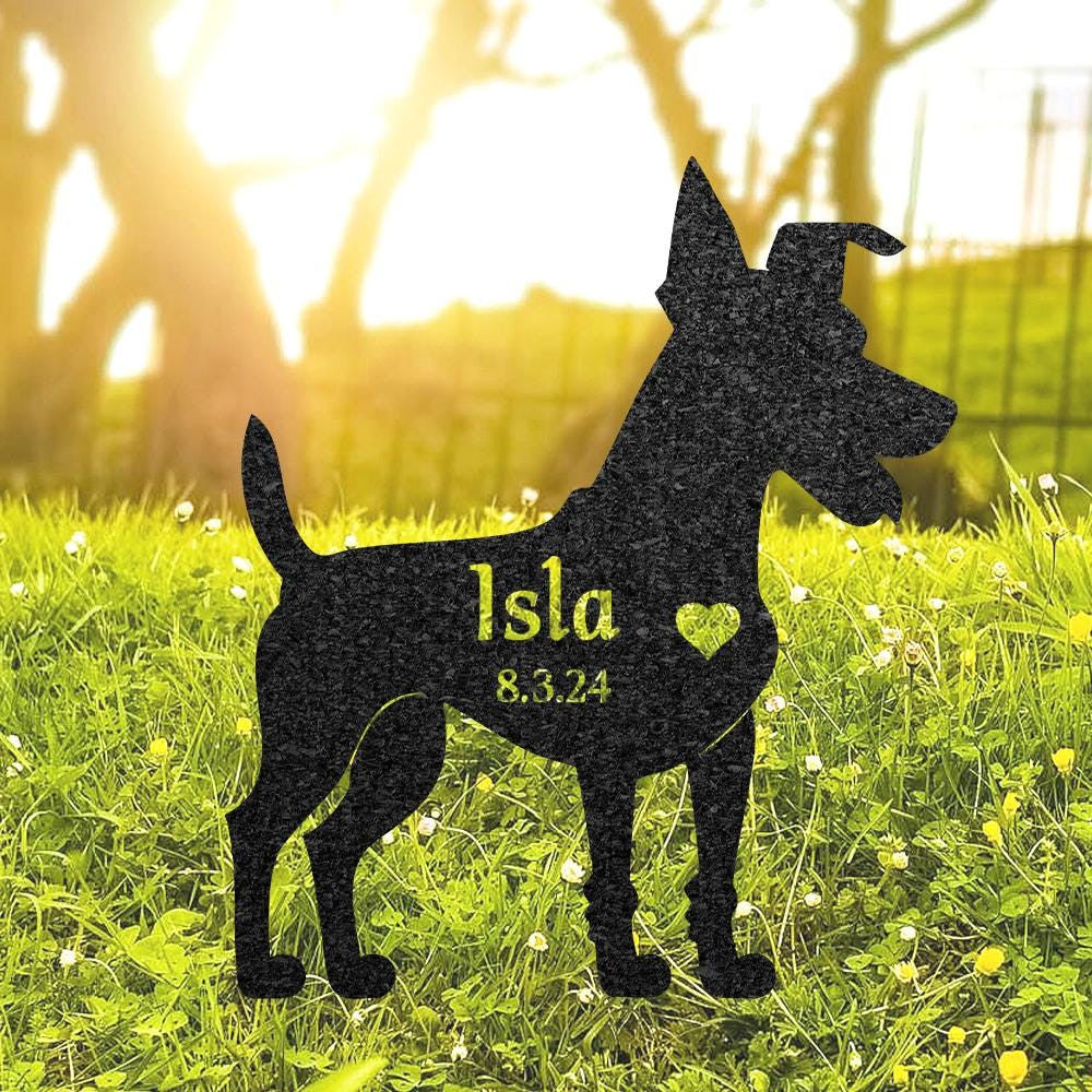 Custom Mini Fox Terrier Dog Memorial Sculpture Fox Terrier Silhouette Lawn Ornament Personalized Dog Grave Marker Garden Decor Pet Loss