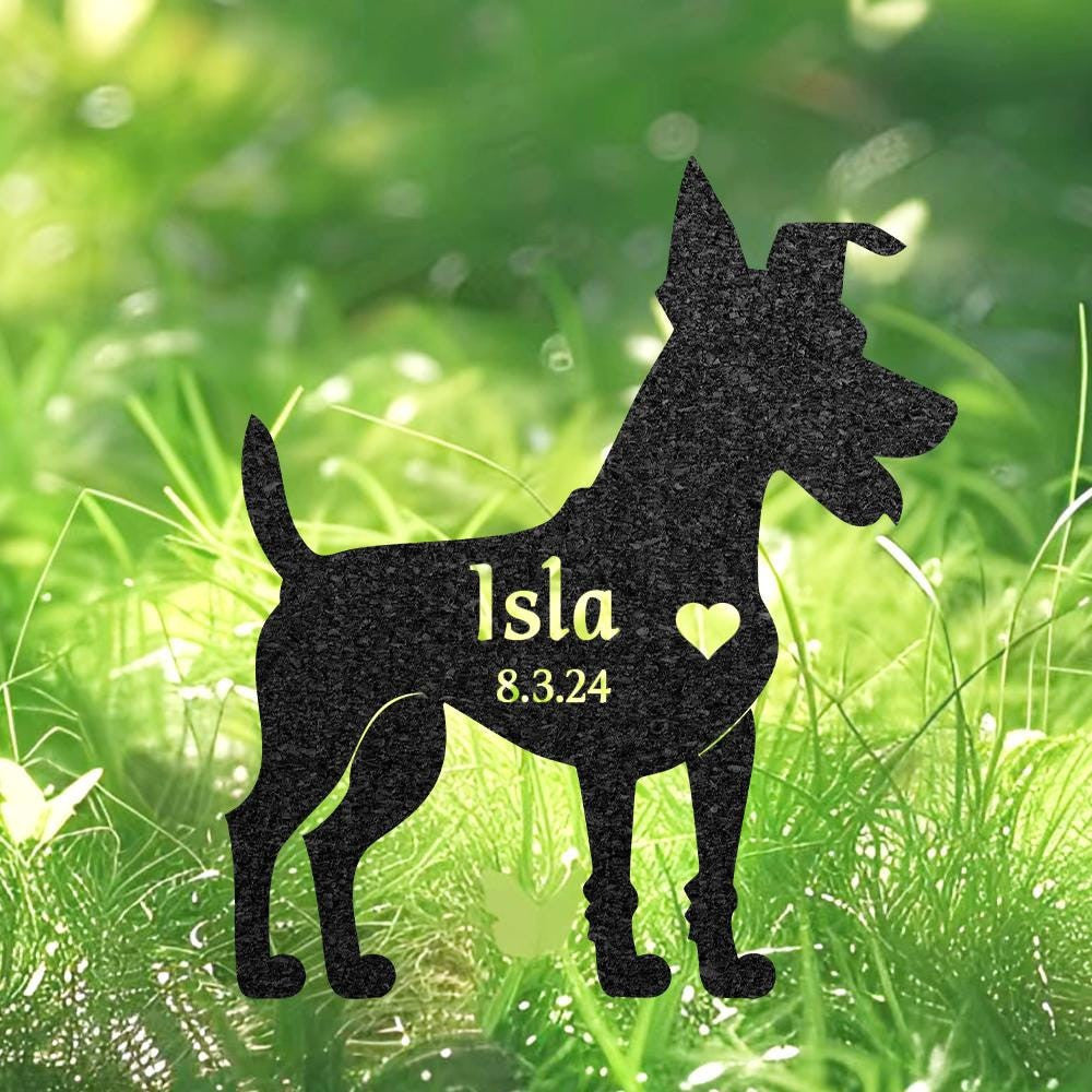 Custom Mini Fox Terrier Dog Memorial Sculpture Fox Terrier Silhouette Lawn Ornament Personalized Dog Grave Marker Garden Decor Pet Loss
