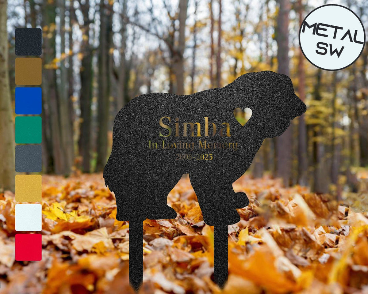 Metal Old English Sheepdog Memorial Stakes Dog Grave Marker Dog Garden Stake Dog Headstone Personalized Loss Of Dog Memorial Sympathy Gift