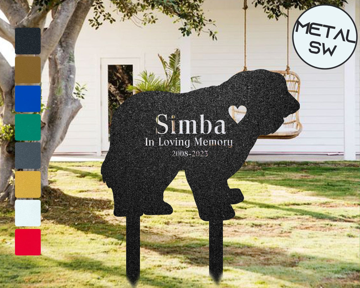 Metal Old English Sheepdog Memorial Stakes Dog Grave Marker Dog Garden Stake Dog Headstone Personalized Loss Of Dog Memorial Sympathy Gift