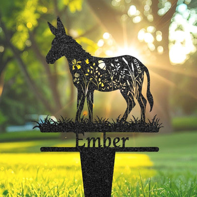 Custom Donkey Memorial Grave Marker Pet Plaque Burial Stake Personalized Engraved Donkey Name Keepsake Metal Garden Sign Pet Loss Gift