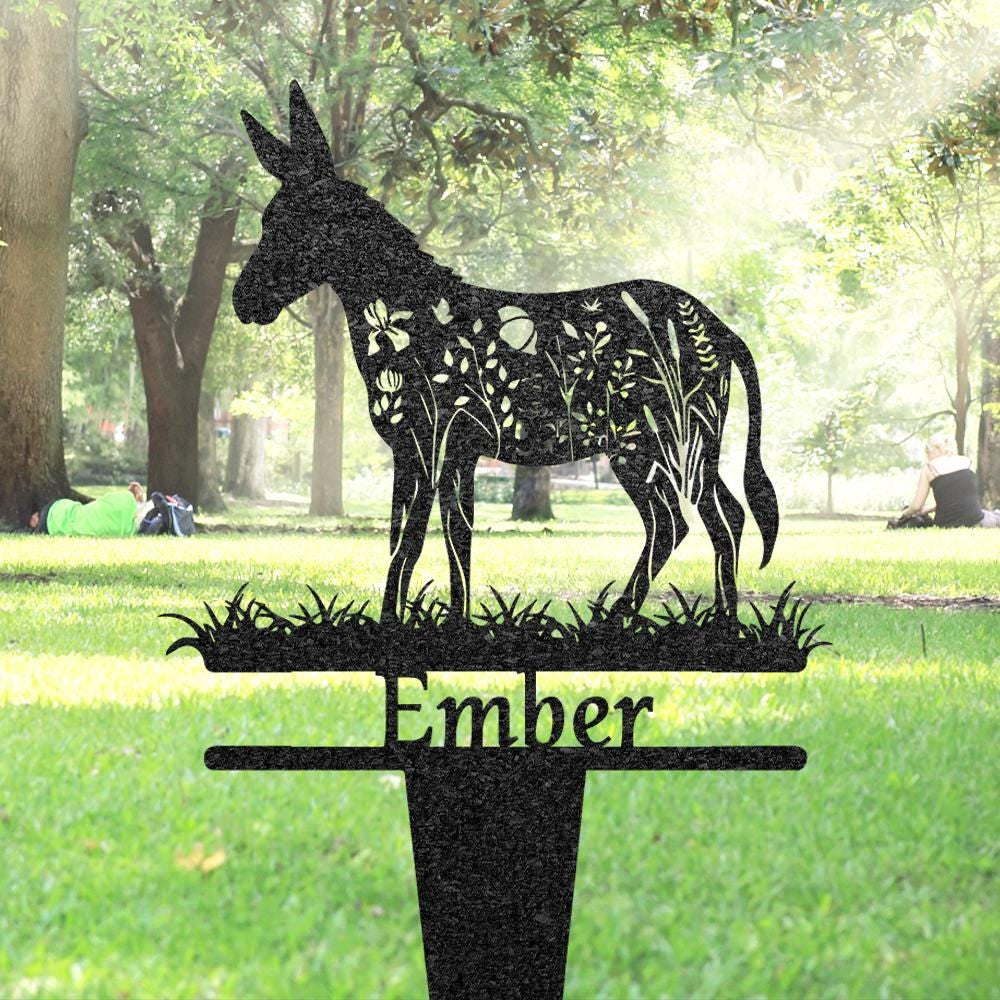 Custom Donkey Memorial Grave Marker Pet Plaque Burial Stake Personalized Engraved Donkey Name Keepsake Metal Garden Sign Pet Loss Gift