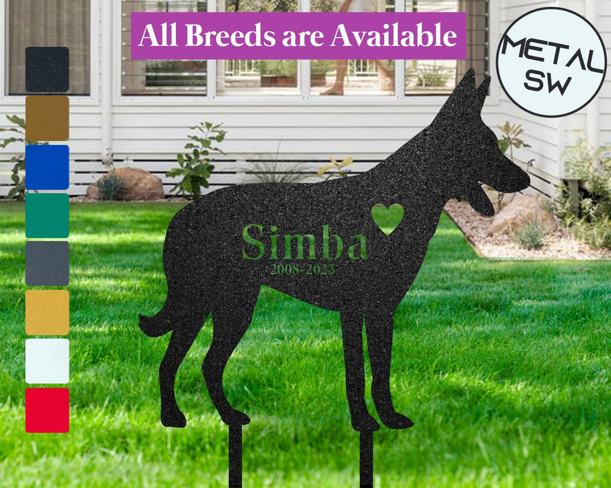 Metal Belgian Malinois Memorial Stakes Malinois Grave Marker Garden Stakes Dog Headstone Personalized Loss Of Dog Memorial Sympathy Gift