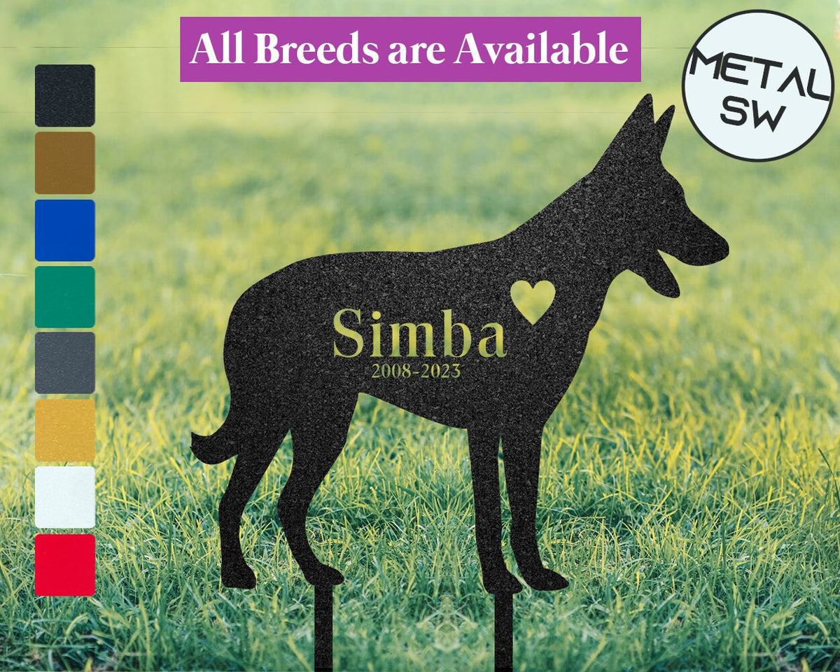 Metal Belgian Malinois Memorial Stakes Malinois Grave Marker Garden Stakes Dog Headstone Personalized Loss Of Dog Memorial Sympathy Gift