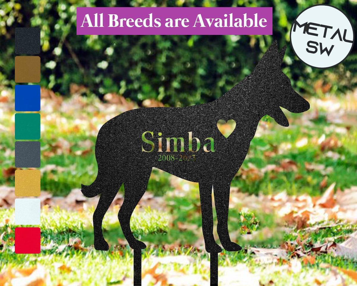 Metal Belgian Malinois Memorial Stakes Malinois Grave Marker Garden Stakes Dog Headstone Personalized Loss Of Dog Memorial Sympathy Gift