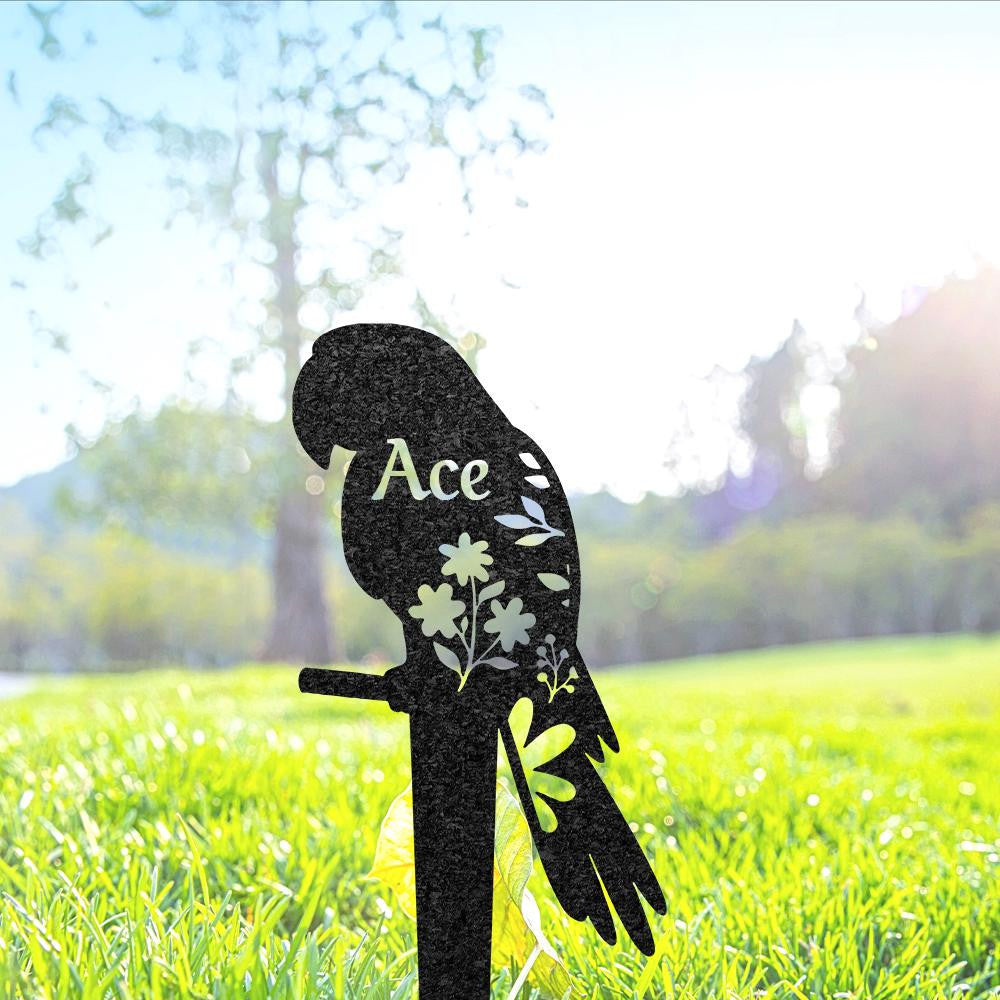 Custom Parrot Memorial Grave Marker Pet Plaque Burial Stake Personalized Engraved Parrot Name Keepsake Metal Garden Sign Pet Loss Gift