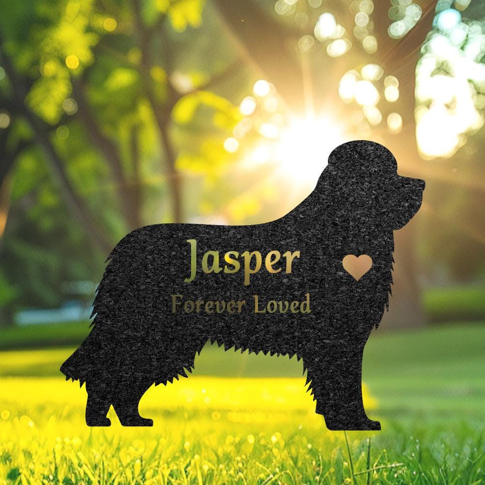 Custom Newfoundland Dog Memorial Sculpture Newfoundland Silhouette Lawn Ornament Personalized Dog Grave Marker Garden Decor Art Pet Loss