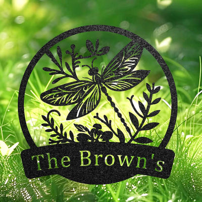 Custom Dragonfly Metal Wall Art Decor Personalized Dragonfly Garden Sign Outdoor Yard Decor Door Hanger Flower Bed Sign Gardening Sign