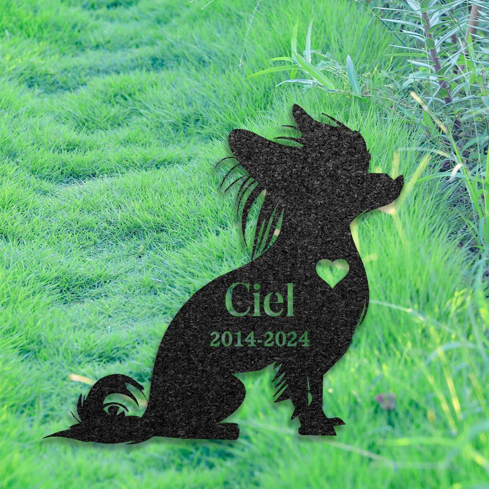 Custom Chinese Crested Memorial Stake Dog Name Sign Pet Grave Marker Metal Dog Sign For Garden Outdoor Grave Plaque Dog Lover Gift