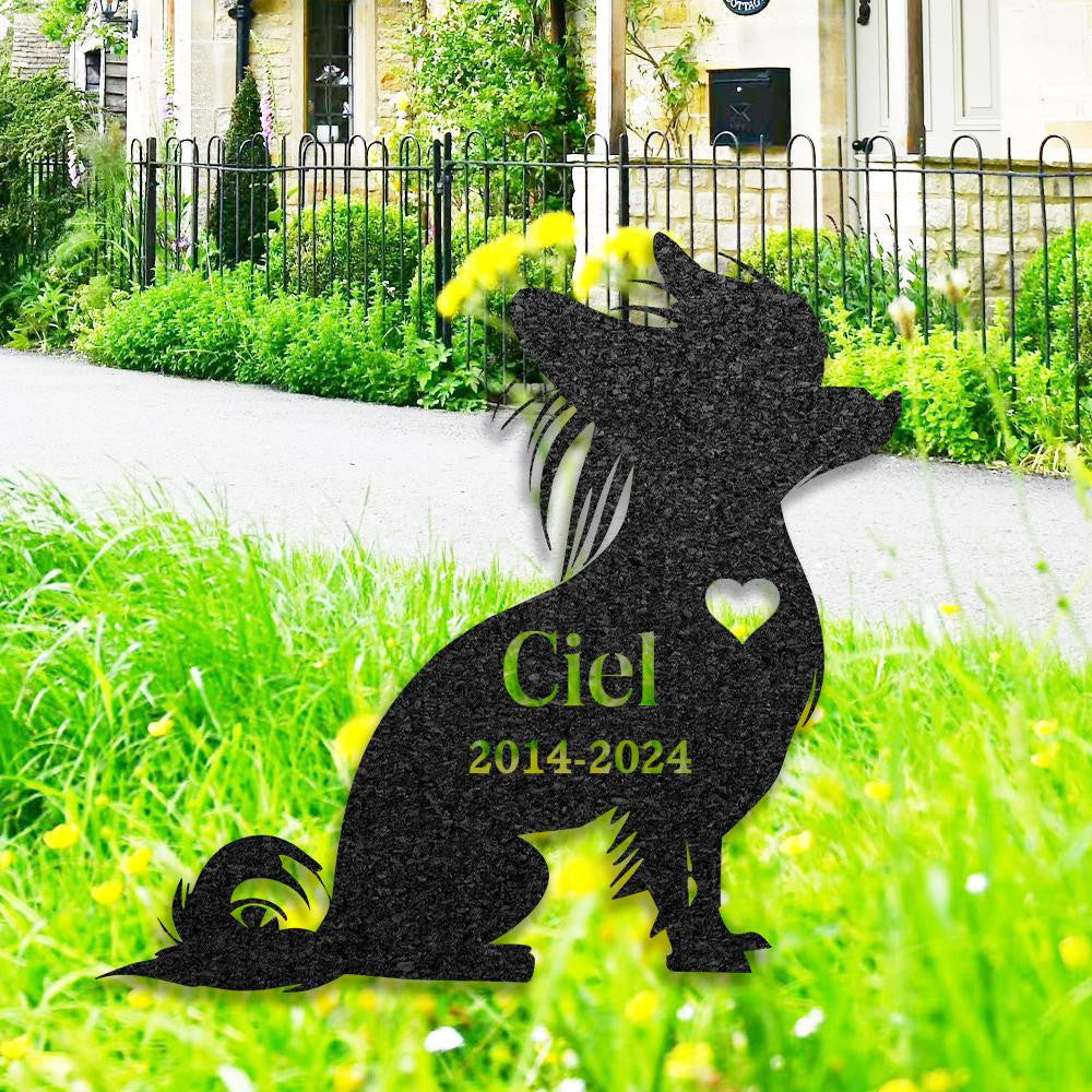 Custom Chinese Crested Memorial Stake Dog Name Sign Pet Grave Marker Metal Dog Sign For Garden Outdoor Grave Plaque Dog Lover Gift