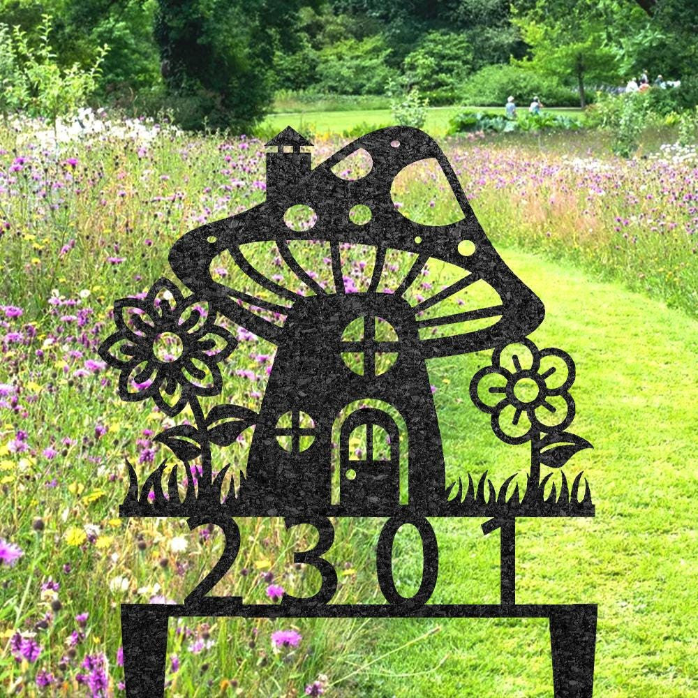 Custom Mushrooms Welcome Sign Personalized Mushrooms Address Number Plaque Mushrooms Garden Decor Outdoor Yard Stake Gardening Gift