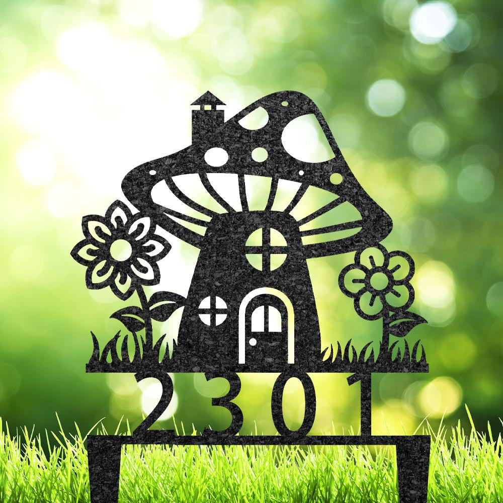 Custom Mushrooms Welcome Sign Personalized Mushrooms Address Number Plaque Mushrooms Garden Decor Outdoor Yard Stake Gardening Gift