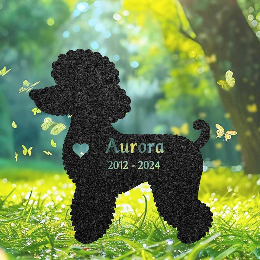 Custom Poodle Dog Memorial Grave Marker Personalized Dog Metal Sign Dog Burial Marker With Name Engraved Garden Decor Pet Loss Gift