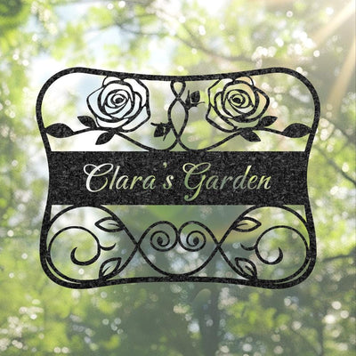 Personalized Rose Garden Sign Custom Metal Hanging Garden Sign Gardener Name Sign Flower Bed Sign Yard Decor Rose Decor Gardening Gift