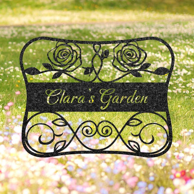 Personalized Rose Garden Sign Custom Metal Hanging Garden Sign Gardener Name Sign Flower Bed Sign Yard Decor Rose Decor Gardening Gift