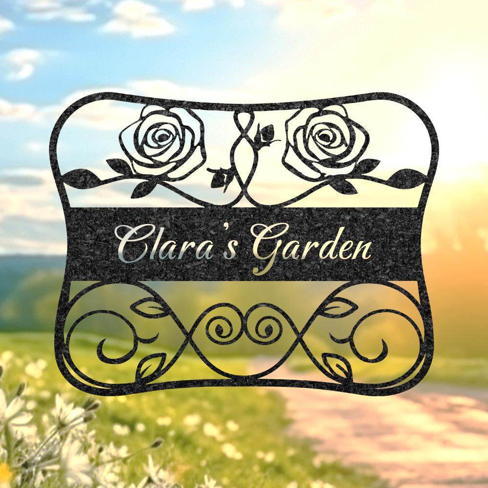 Personalized Rose Garden Sign Custom Metal Hanging Garden Sign Gardener Name Sign Flower Bed Sign Yard Decor Rose Decor Gardening Gift