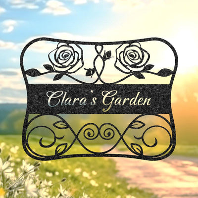 Personalized Rose Garden Sign Custom Metal Hanging Garden Sign Gardener Name Sign Flower Bed Sign Yard Decor Rose Decor Gardening Gift