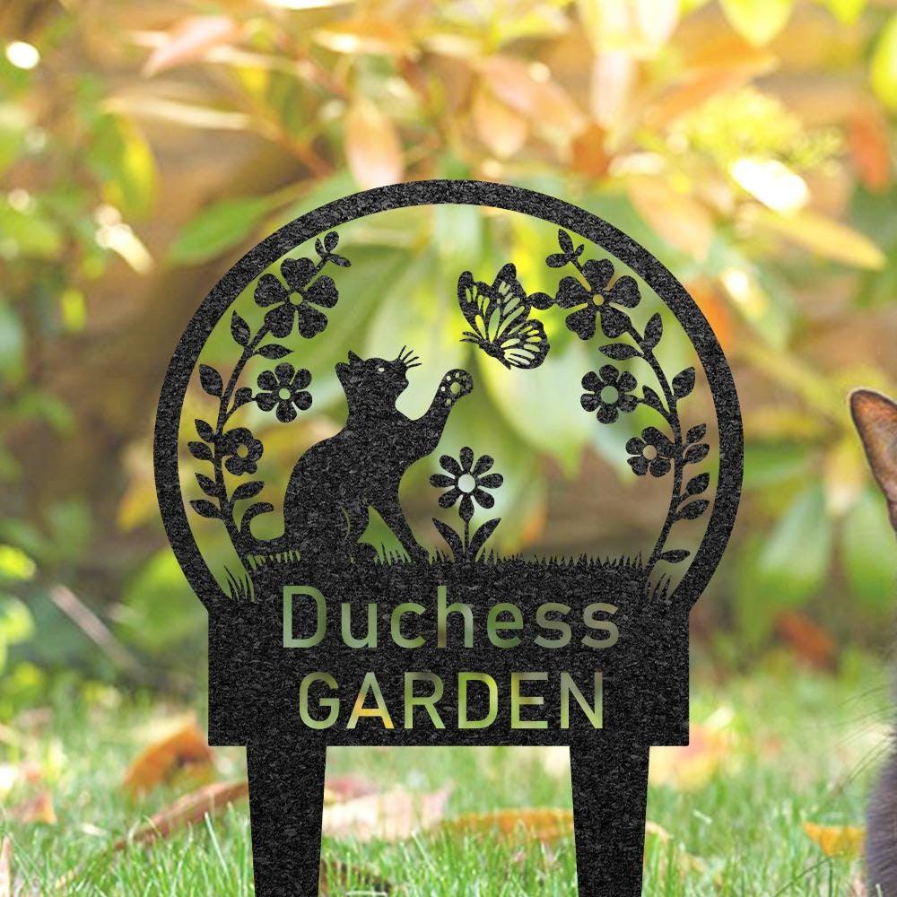 Custom Cat Name Garden Stake Personalized Cat Memorial Plaque Sympathy Sign Cat Lover Gift Porch Decor Pet Grave Marker Cat Yard Sign