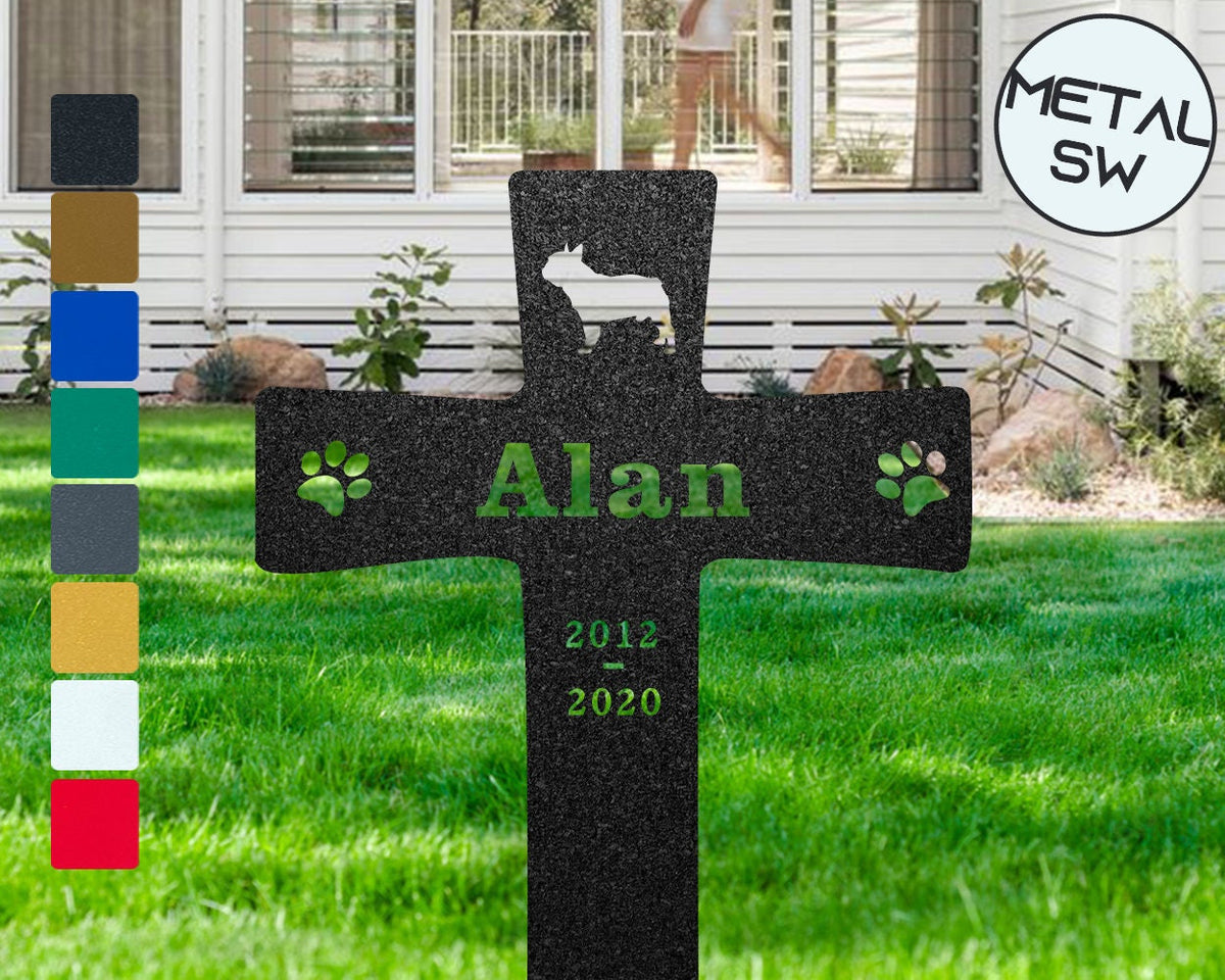 French Bulldog Grave Marker Cross Custom Dog Memorial Stakes Pet Loss Gift Remembrance Stake Cemetery Sympathy Plaque Pet Garden Decor