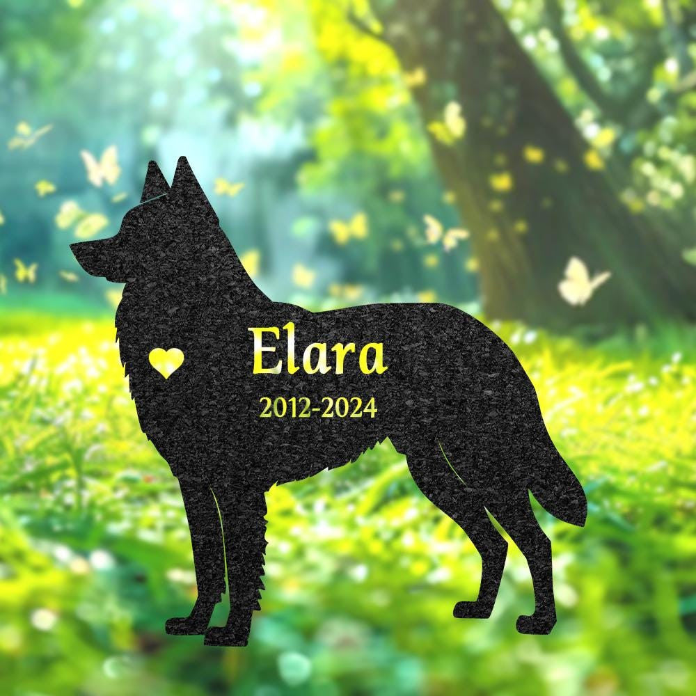 Custom Norwegian Elkhound Dog Memorial Sculpture Elkhound Silhouette Lawn Ornament Personalized Dog Grave Marker Garden Decor Pet Loss