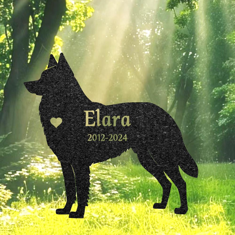 Custom Norwegian Elkhound Dog Memorial Sculpture Elkhound Silhouette Lawn Ornament Personalized Dog Grave Marker Garden Decor Pet Loss