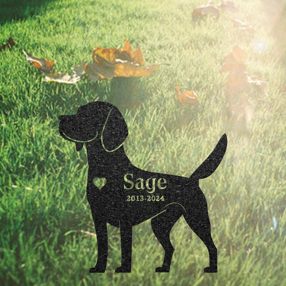 Beagle Memorial Stake Custom Metal Garden Sign Pet Grave Marker Personalized Engraved Name Sign Remembrance Stake Dog Loss Gift
