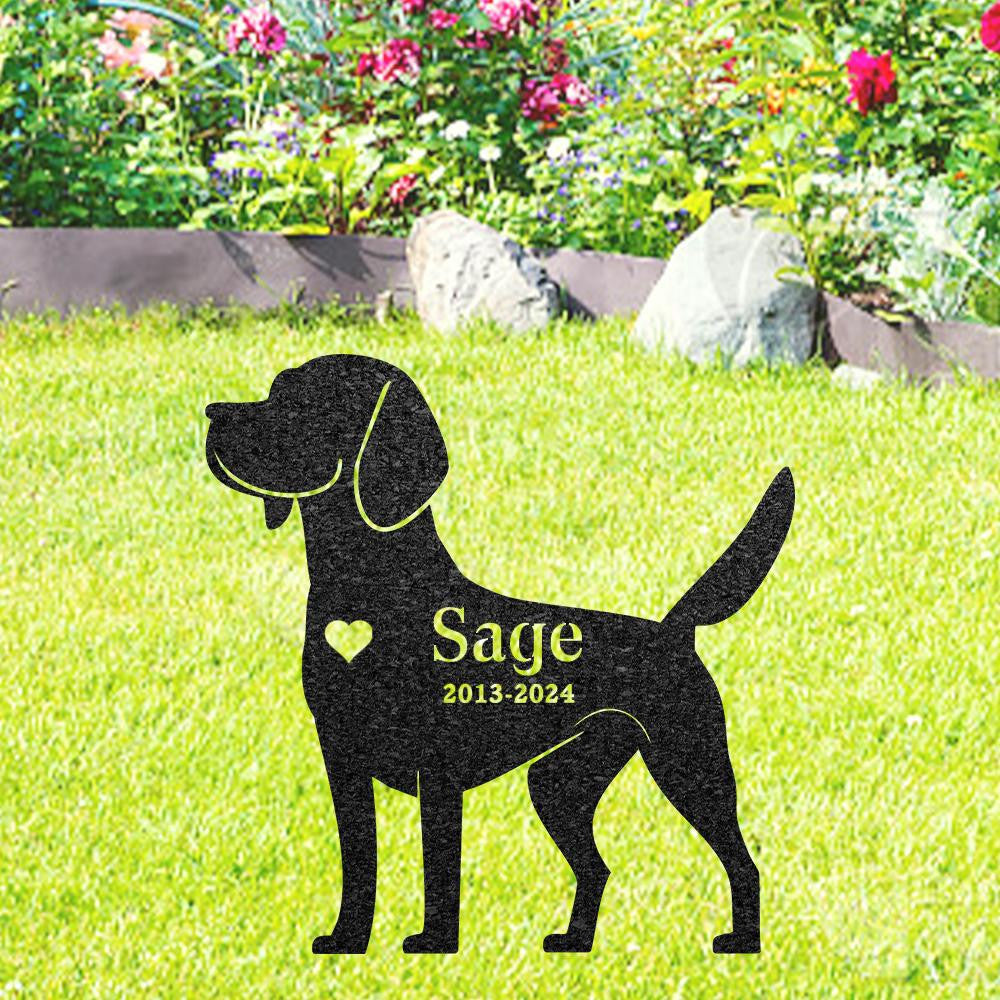 Beagle Memorial Stake Custom Metal Garden Sign Pet Grave Marker Personalized Engraved Name Sign Remembrance Stake Dog Loss Gift