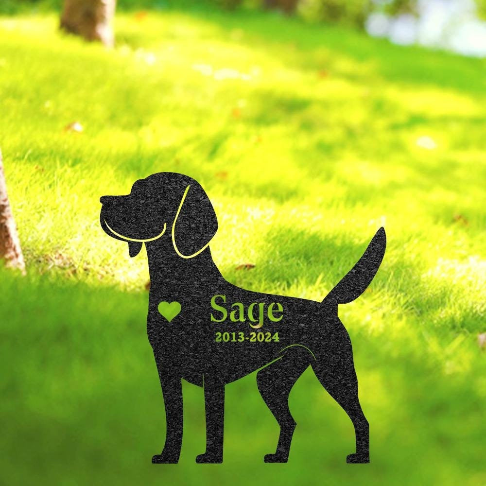 Beagle Memorial Stake Custom Metal Garden Sign Pet Grave Marker Personalized Engraved Name Sign Remembrance Stake Dog Loss Gift