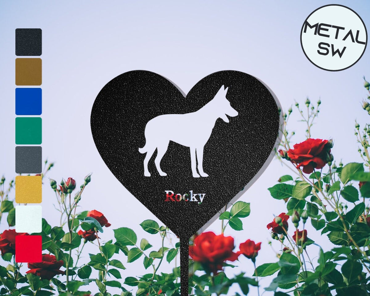 Metal Malinois Garden Stakes Sign Personalized Malinois Grave Marker Custom Dog Memorial Headstone Lawn Stakes Pet Dog Cemetery Sign