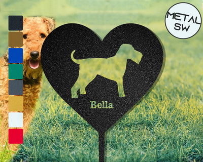 Metal Airedale Terrier Sign Airedale Terrier Garden Stakes Dog Memorial Plaque Lawn Stakes Pet Loss Gift Airedale Terrier Cemetery Decor