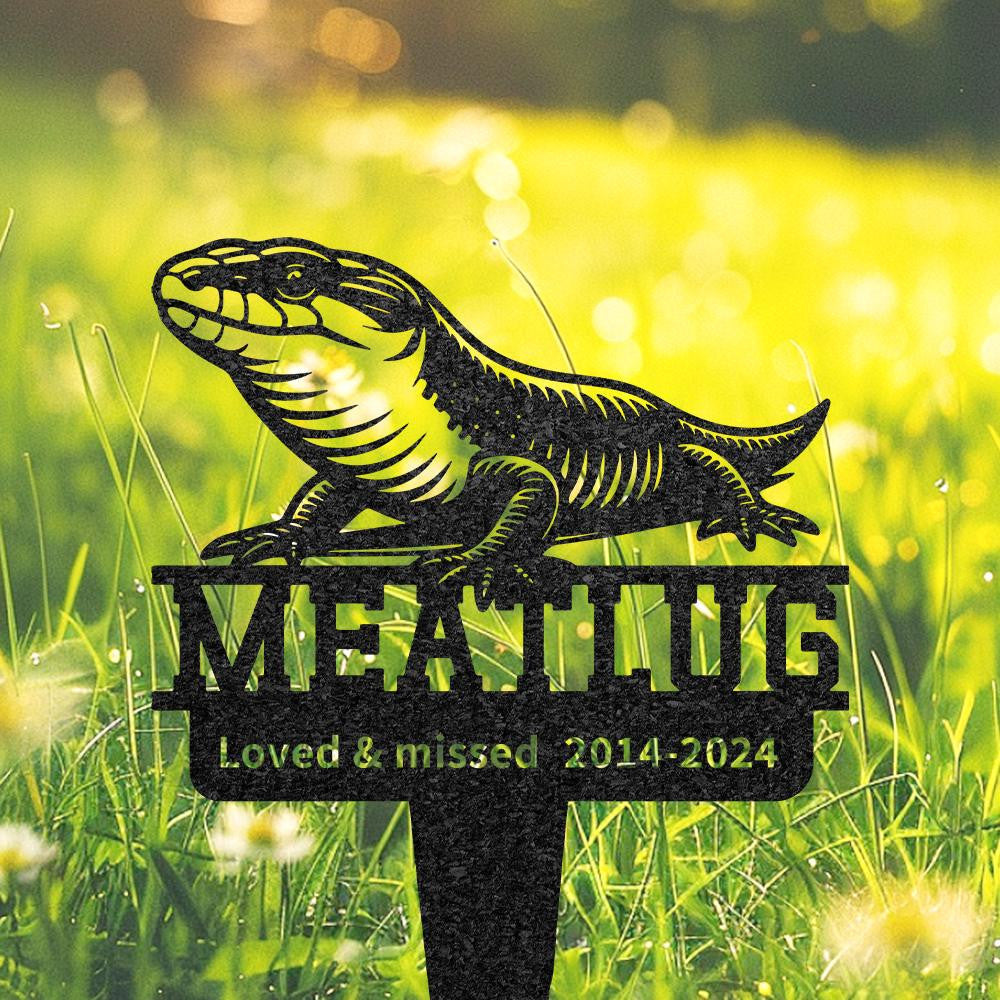 Personalized Blue Tongue Skink Memorial Burial Stake Custom Lizard Name Metal Stake Pet Grave Marker Memorial Garden Decor Pet Loss Gift