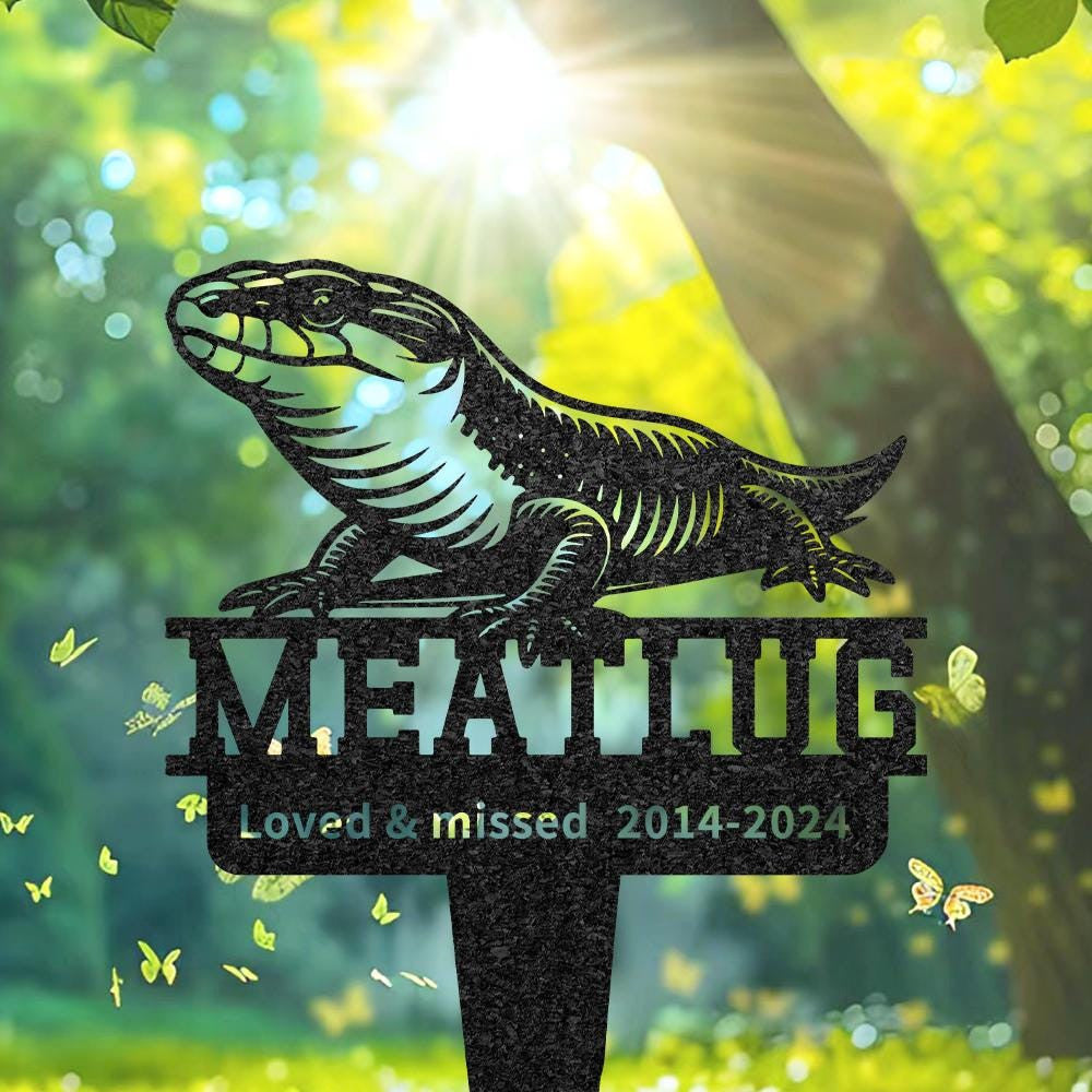 Personalized Blue Tongue Skink Memorial Burial Stake Custom Lizard Name Metal Stake Pet Grave Marker Memorial Garden Decor Pet Loss Gift