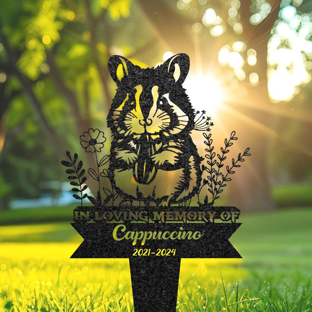 Hamster Memorial Burial Stake Custom Hamster Name Metal Stake Pet Grave Marker Memorial Garden Decor Yard Sign Hamster Lover Pet Loss
