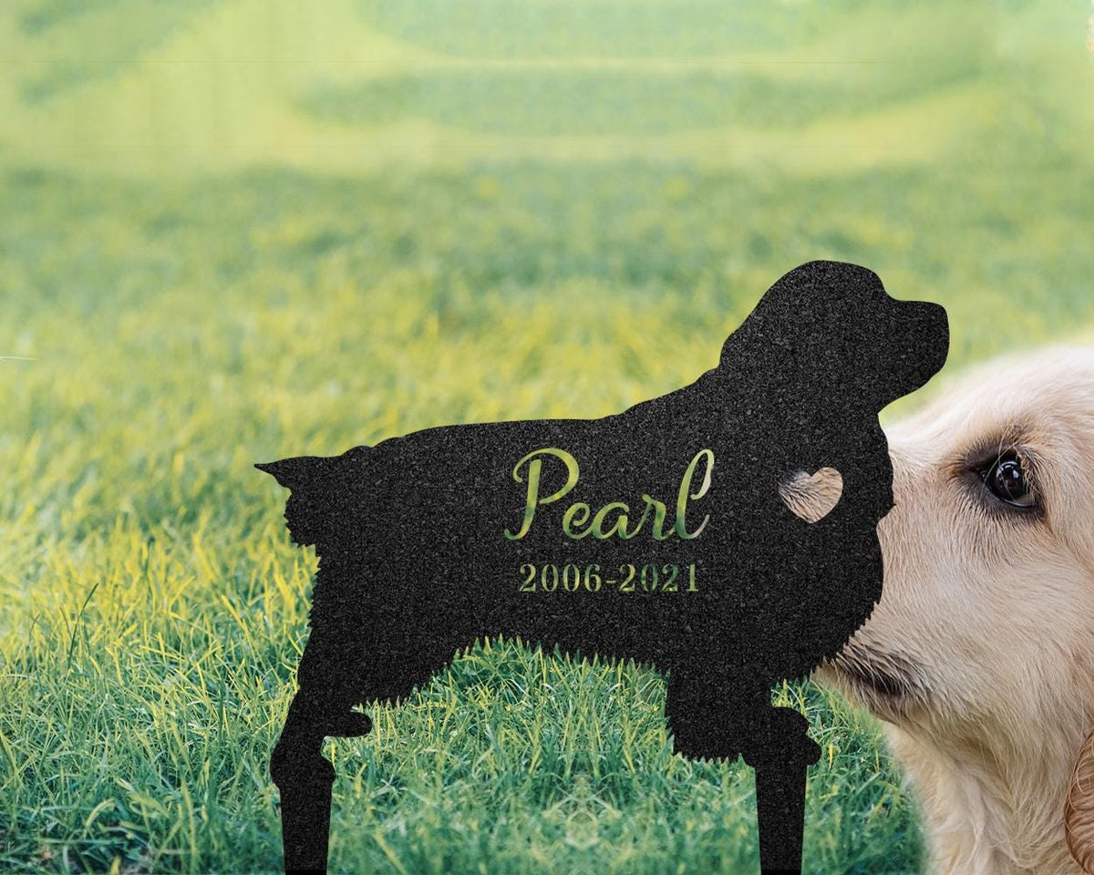 Clumber Spaniel Memorial Stake Custom Metal Garden Sign Pet Grave Marker Engraved Name Sign Outdoor Dog Burial Stake Dog Loss Gift