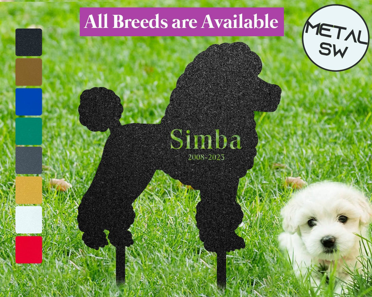 Metal Poodle Sign Custom Dog Memorial Plaque Poodle Memorial Gift Dog Grave Marker Metal Garden Stake Pet Garden Stone Dog Bereavement Gift
